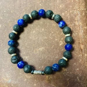 Bracelet en lave et en Lapis Lazuli